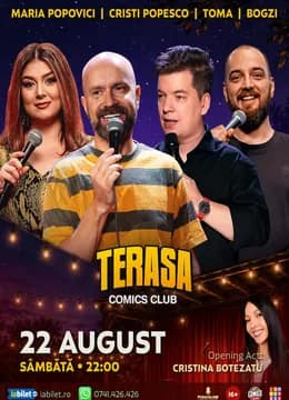 Stand-up cu Cristi Popesco, Toma, Maria Popovici și Bogzi pe Terasa ComicsClub!