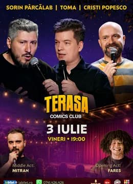 Stand-up cu Cristi Popesco, Toma, Sorin Pârcălab și Mitran pe Terasa ComicsClub!