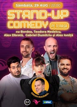 The Fool Terasa: Stand-up comedy cu Bordea, Teodora Nedelcu, Alex Dobrotă, Alex Ioniță și Gabriel Dumitriu